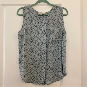 LOFT Petaled Sleeveless Mixed Media Shirt